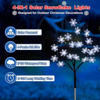 4 - Pack 80LED Solar Snowflake Stake Lights - 8 Modes, Waterproof Outdoor Christmas Decorations for Garden, Yard, Pathway, Walkway - Che Cose Belle