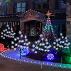 4 - Pack 80LED Solar Snowflake Stake Lights - 8 Modes, Waterproof Outdoor Christmas Decorations for Garden, Yard, Pathway, Walkway - Che Cose Belle