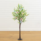 4' Pre-Lit Artificial Easter Egg Twig Tree with Greens and 48 Warm White LED Lights - Che Cose Belle