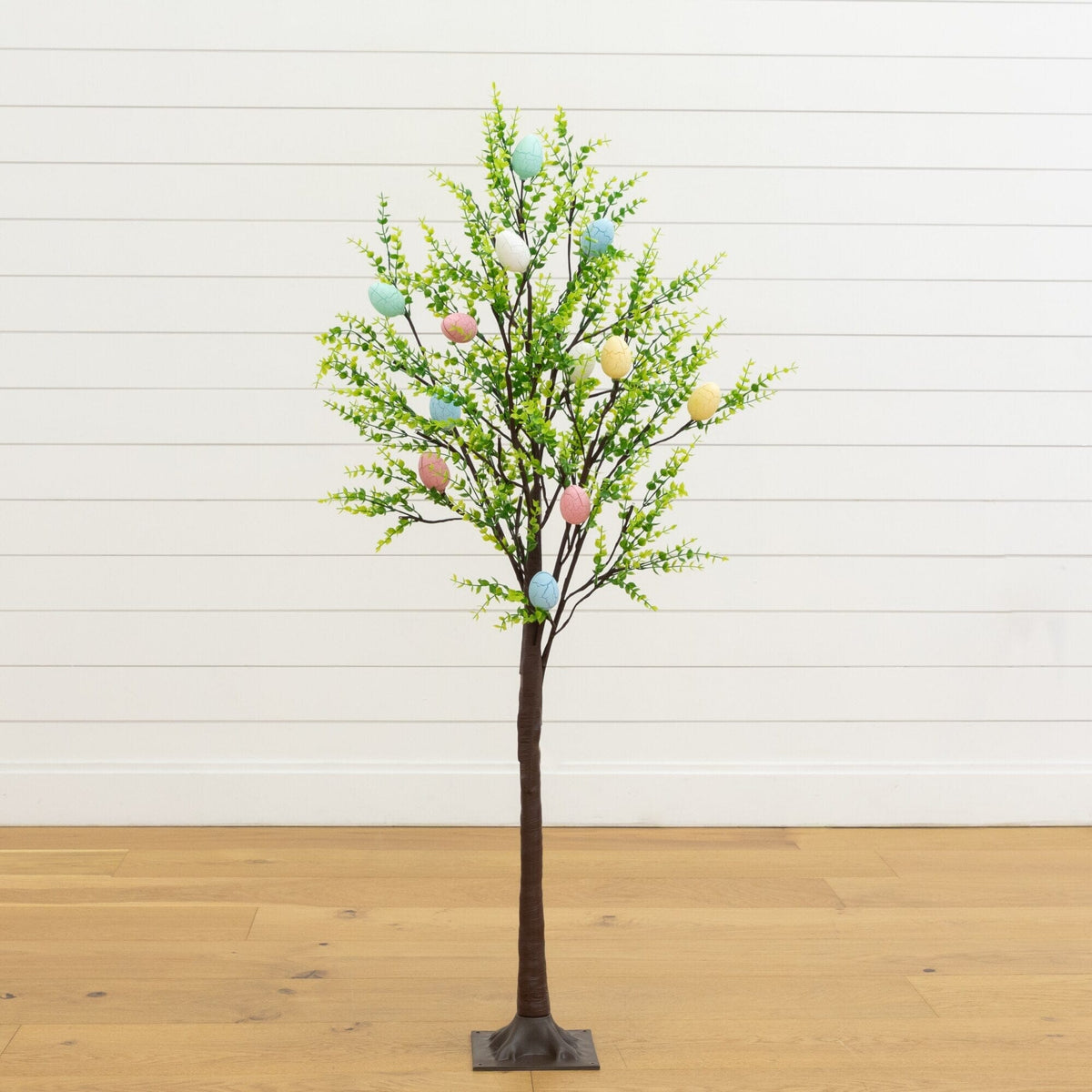 4' Pre-Lit Artificial Easter Egg Twig Tree with Greens and 48 Warm White LED Lights - Che Cose Belle