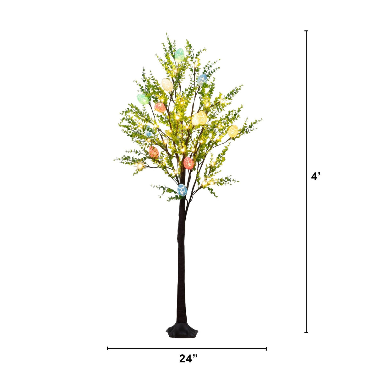4' Pre-Lit Artificial Easter Egg Twig Tree with Greens and 48 Warm White LED Lights - Che Cose Belle