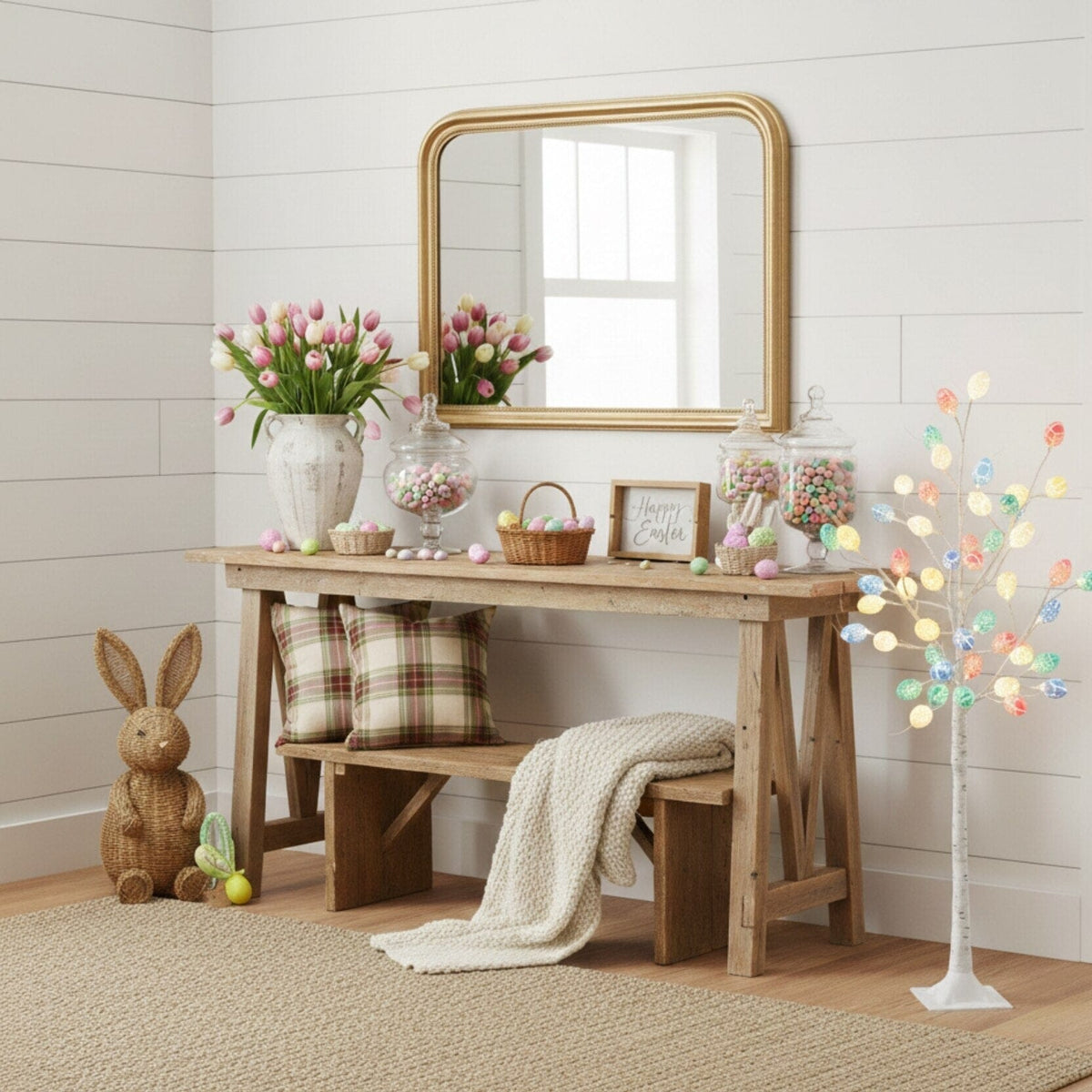 4' Pre-Lit Artificial Easter Twig Tree with 48 Egg Shaped LED Ornaments - Che Cose Belle