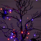 4' Pre-Lit Artificial Halloween Black Spooky Twig Tree with Bats and 120 Orange & Purple LED Lights - Che Cose Belle