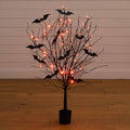 4' Pre-Lit Artificial Halloween Black Twig Tree with Bats and 50 Orange LED Lights - Che Cose Belle