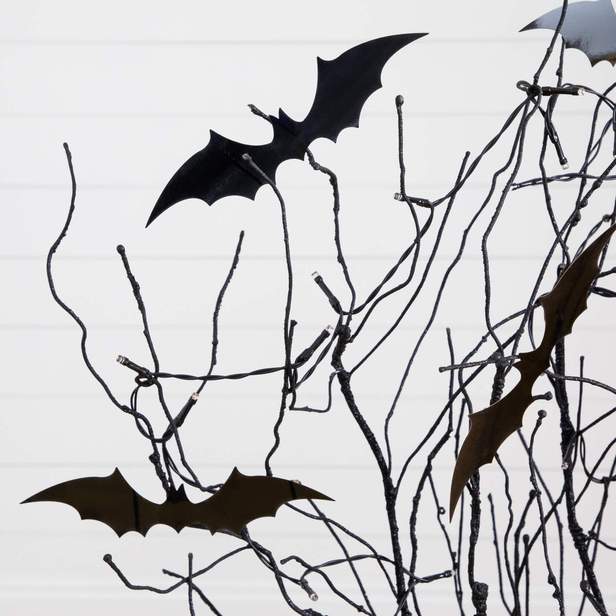 4' Pre-Lit Artificial Halloween Black Twig Tree with Bats and 50 Orange LED Lights - Che Cose Belle