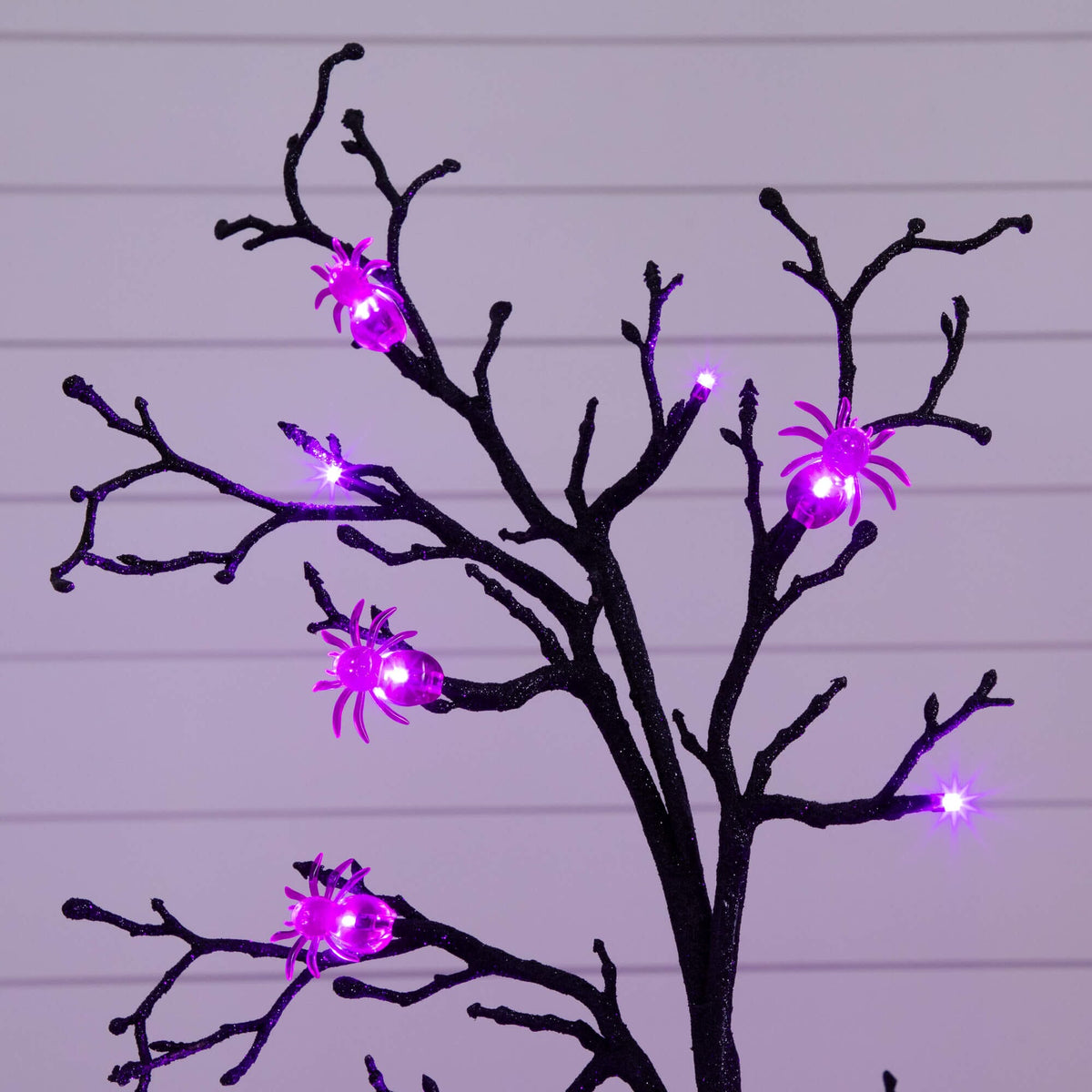 4' Pre-Lit Artificial Halloween Spider Twig Tree with 48 Purple LED Lights - Che Cose Belle