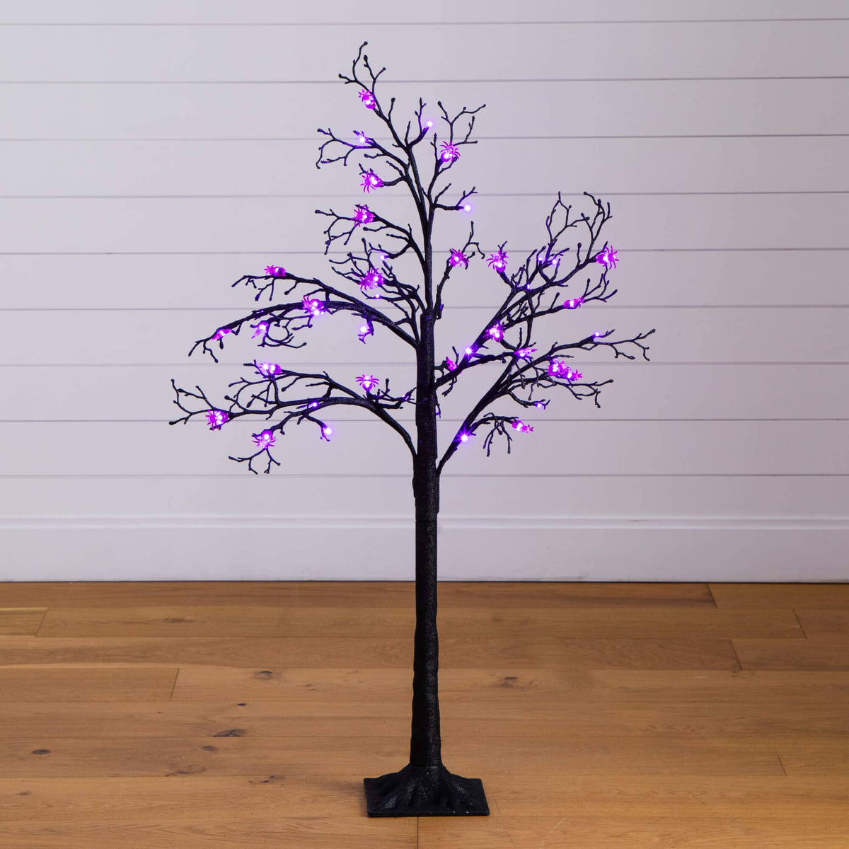 4' Pre-Lit Artificial Halloween Spider Twig Tree with 48 Purple LED Lights - Che Cose Belle
