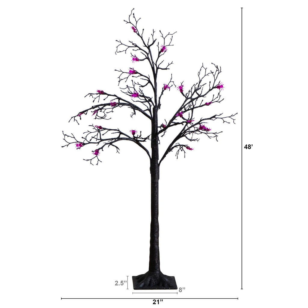 4' Pre-Lit Artificial Halloween Spider Twig Tree with 48 Purple LED Lights - Che Cose Belle