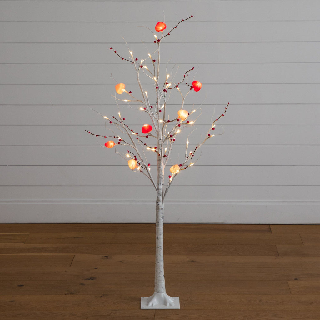 4' Pre-Lit Artificial Valentine's Day Twig Tree with 48 Heart Shaped LED Lights and Red Berries - Che Cose Belle