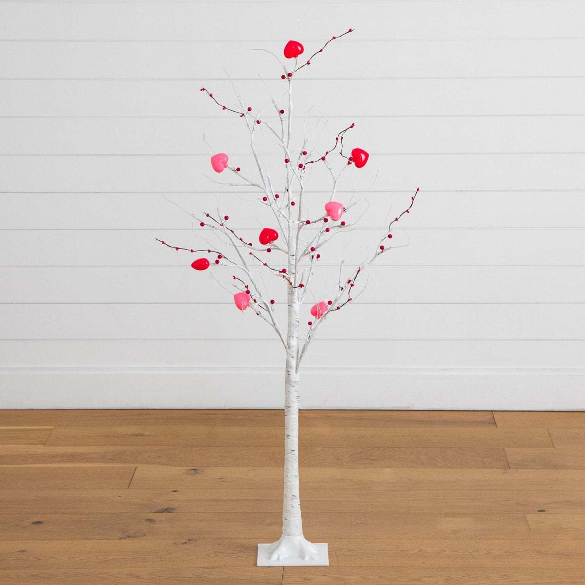 4' Pre-Lit Artificial Valentine's Day Twig Tree with 48 Heart Shaped LED Lights and Red Berries - Che Cose Belle