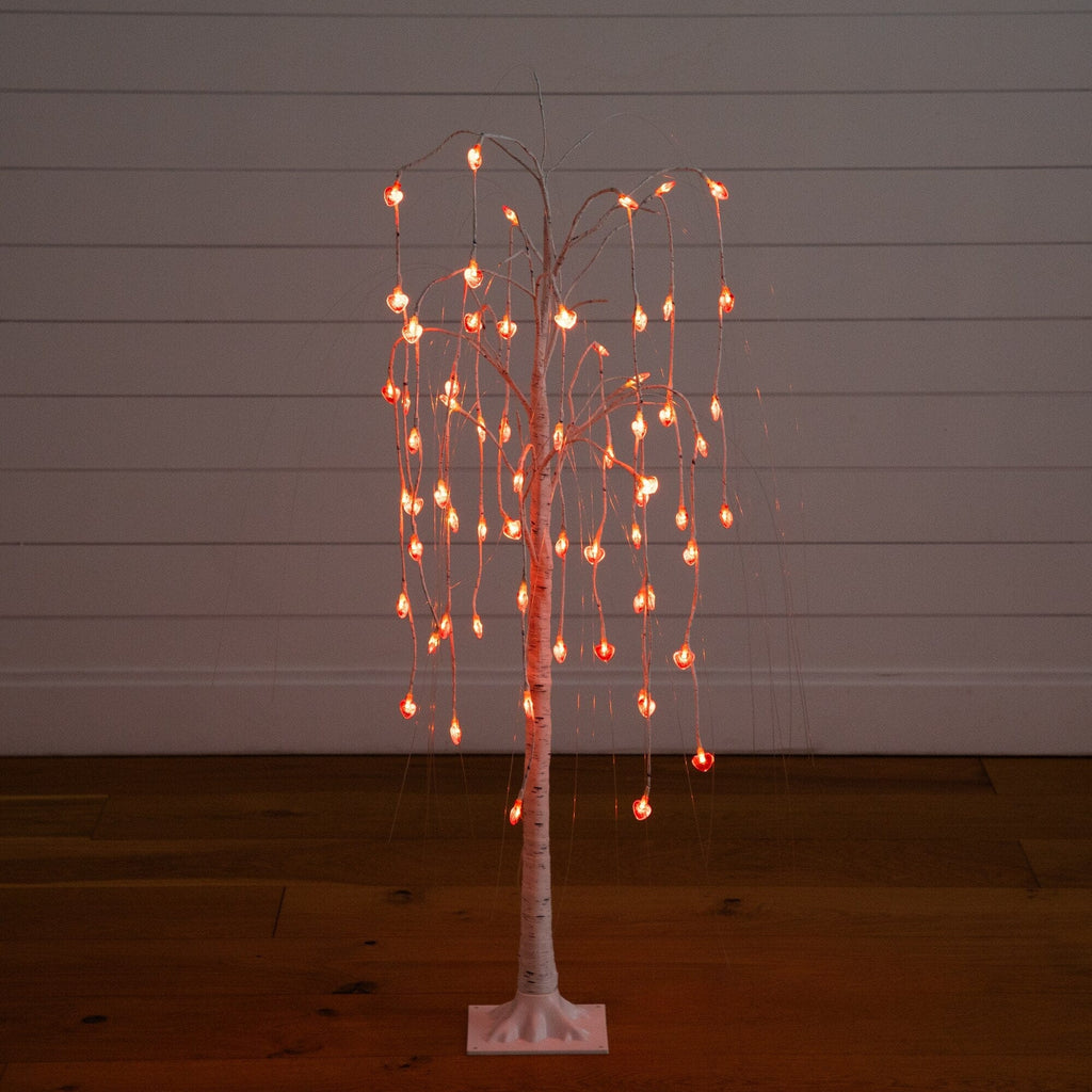 4' Pre-Lit Artificial Valentine's Day Willow Tree with 48 Heart Shaped LED Lights - Che Cose Belle
