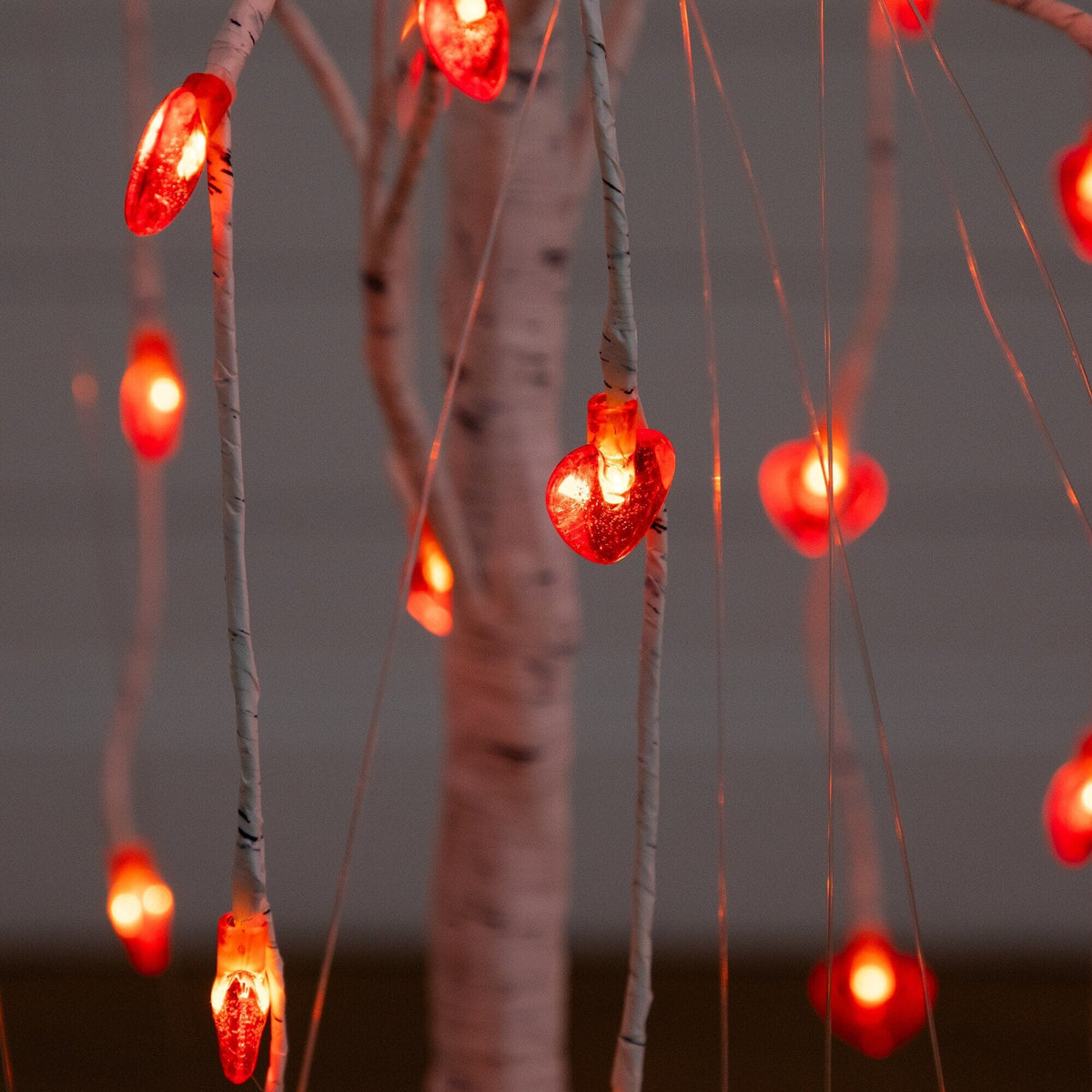 4' Pre-Lit Artificial Valentine's Day Willow Tree with 48 Heart Shaped LED Lights - Che Cose Belle