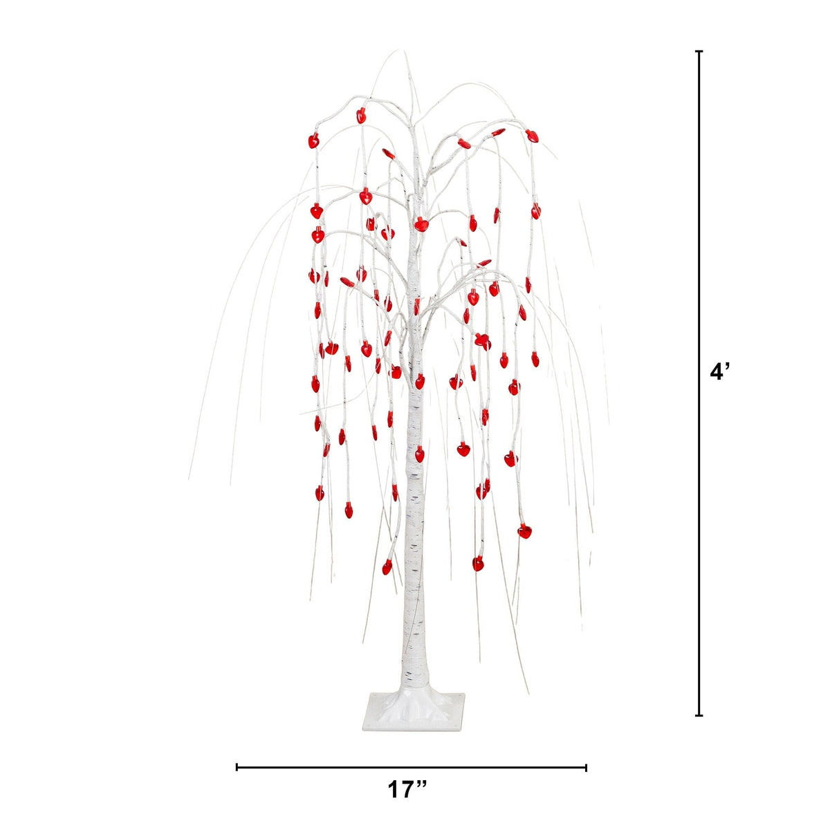 4' Pre-Lit Artificial Valentine's Day Willow Tree with 48 Heart Shaped LED Lights - Che Cose Belle