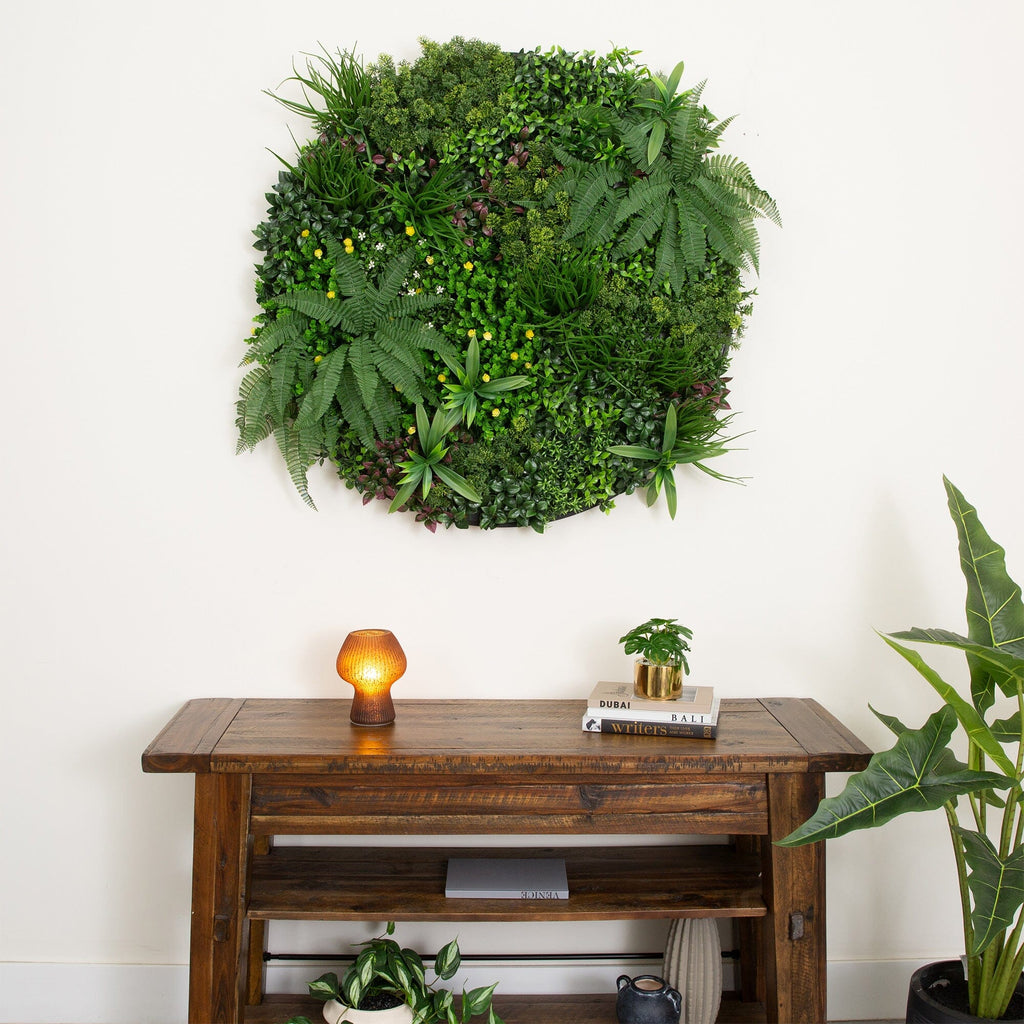 40” UV Resistant Almafi Coast Artificial Living Wall Art Panel in Black Aluminum Frame - Che Cose Belle