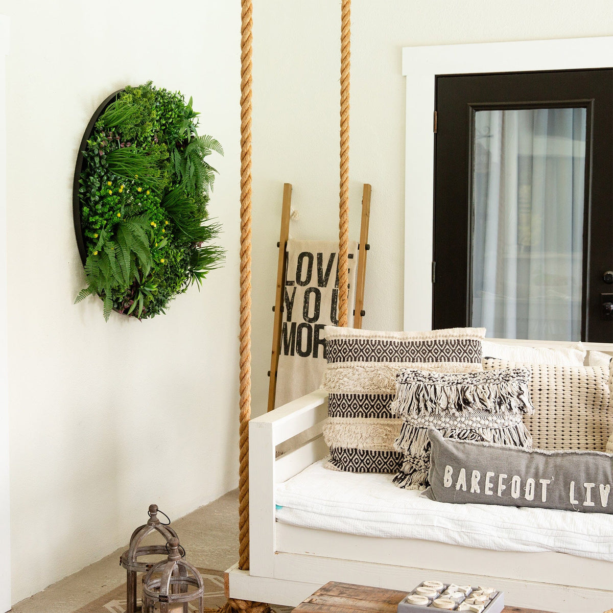 40” UV Resistant Almafi Coast Artificial Living Wall Art Panel in Black Aluminum Frame - Che Cose Belle