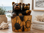 Hand Carved Suar Wood Bear Cub Sculpture | Balinese Wood Carving