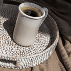 404 Round Rattan Tray — Decorative White Woven Tray for Coffee Table & Home - Che Cose Belle