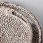 404 Round Rattan Tray — Decorative White Woven Tray for Coffee Table & Home - Che Cose Belle
