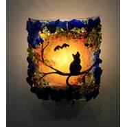 Recycled Glass Cat & Bat Night Light