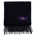 Prince of Scots Fringed Merino Wool Scarf - Navy