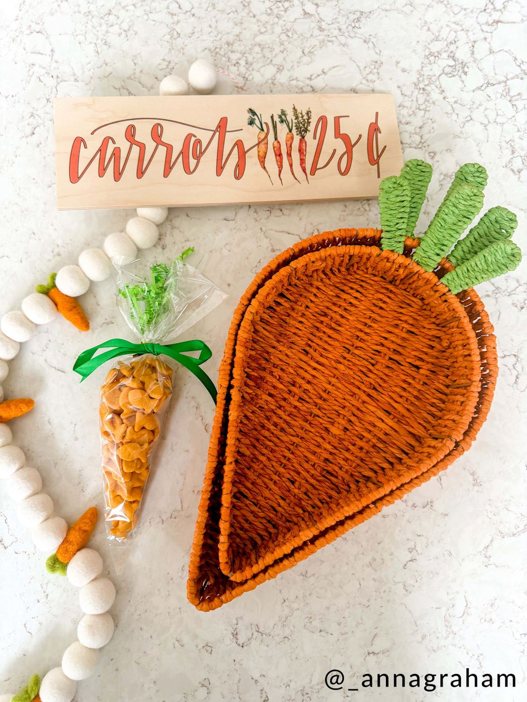 Woven Carrot Paper Rope Nested Basket Tray (Set of 2)