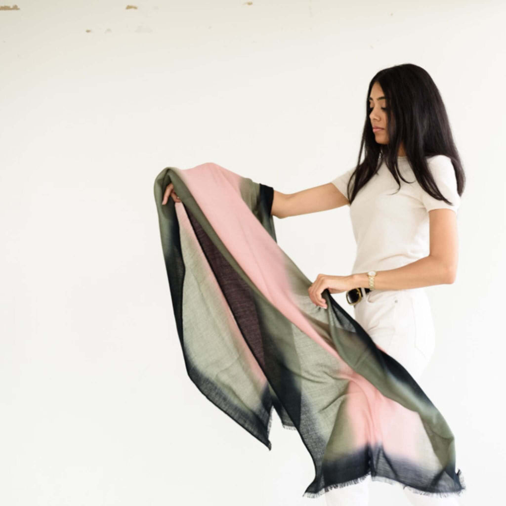 Iris Kiwi Cashmere Merino Handwoven Scarf