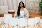 432 Hz Crystal Singing Bowl Chakra Set - 7 Pure White Quartz Bowls (8"–14") - Che Cose Belle