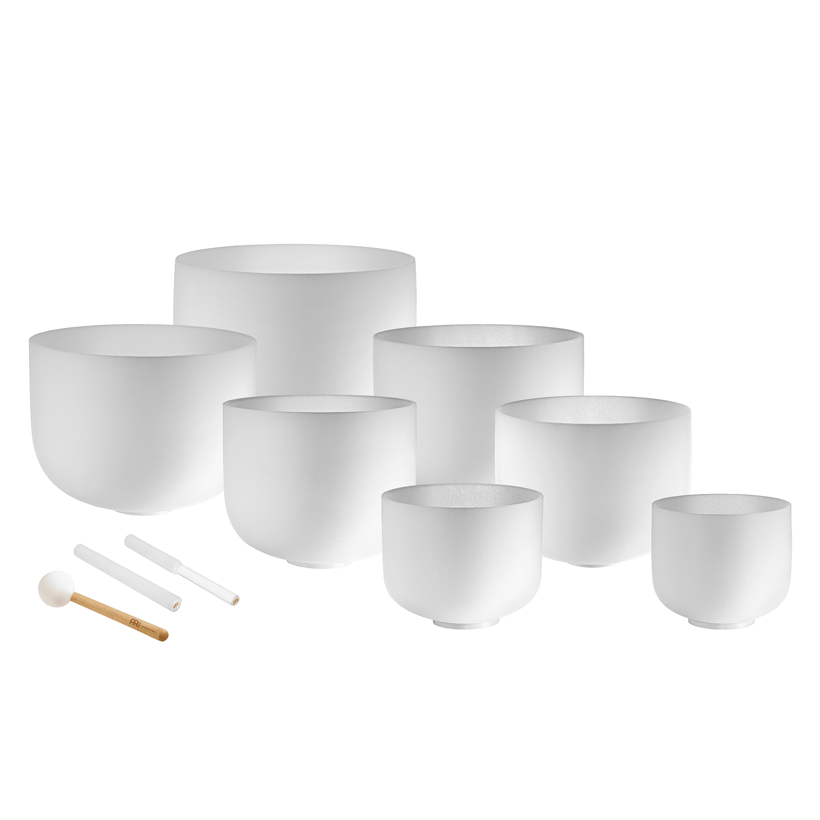 432 Hz Crystal Singing Bowl Chakra Set - 7 Pure White Quartz Bowls (8"–14") - Che Cose Belle