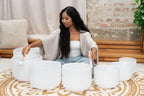 432 Hz Crystal Singing Bowl Chakra Set - 7 Pure White Quartz Bowls (8"–14") - Che Cose Belle