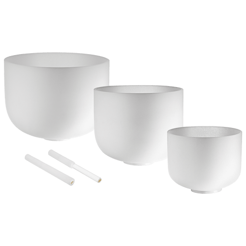 432 Hz Crystal Singing Bowls 8” F4, 10” D4, 12” C4 - Pure Harmony Set - Che Cose Belle
