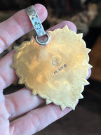 Kimari Somers Hand Stamped Sterling Silver, Brass & Spiny Oyster ‘Protect Your Heart’ Pendant