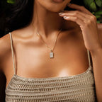 Optimistic Temperament - White Enamel Sagittarius Card Necklace
