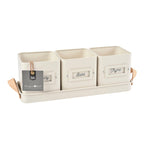 Burgon & Ball® 3 Herb Pots with Leather Handled Tray, Stone