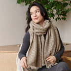 Forest Night Handwoven Neutral Cashmere Merino Scarf