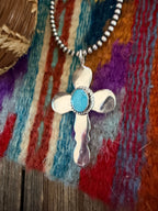 Handcrafted Sterling Silver & Turquoise Cross Pendant by Joseph Martinez