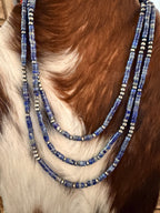 Handcrafted Lapis and Sterling Silver Pearl Beaded Necklace