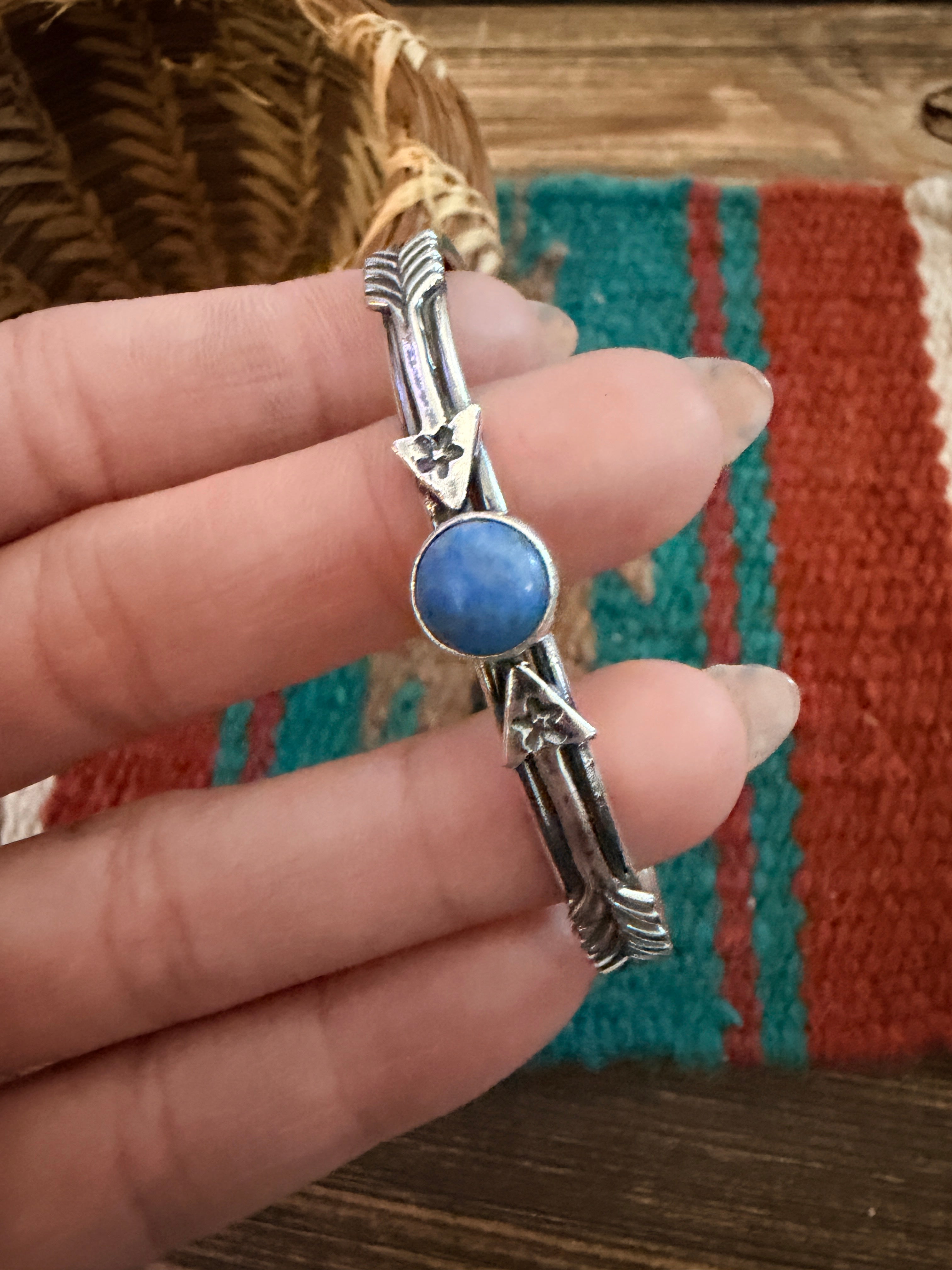 Handcrafted Sterling Silver & Lapis Arrow Cuff Bracelet