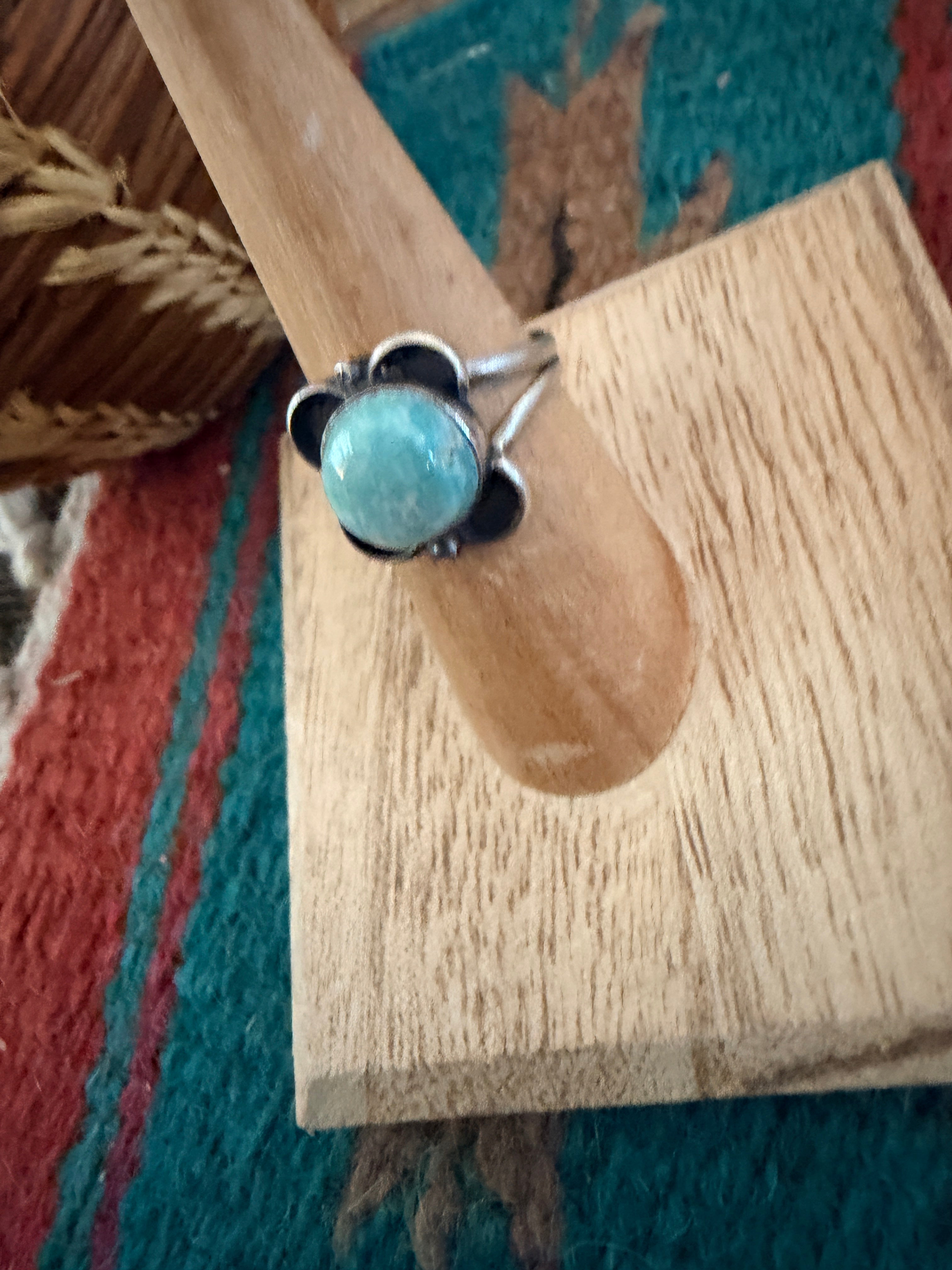 Handcrafted Golden Hills Turquoise & Sterling Silver Ring Size 6.5