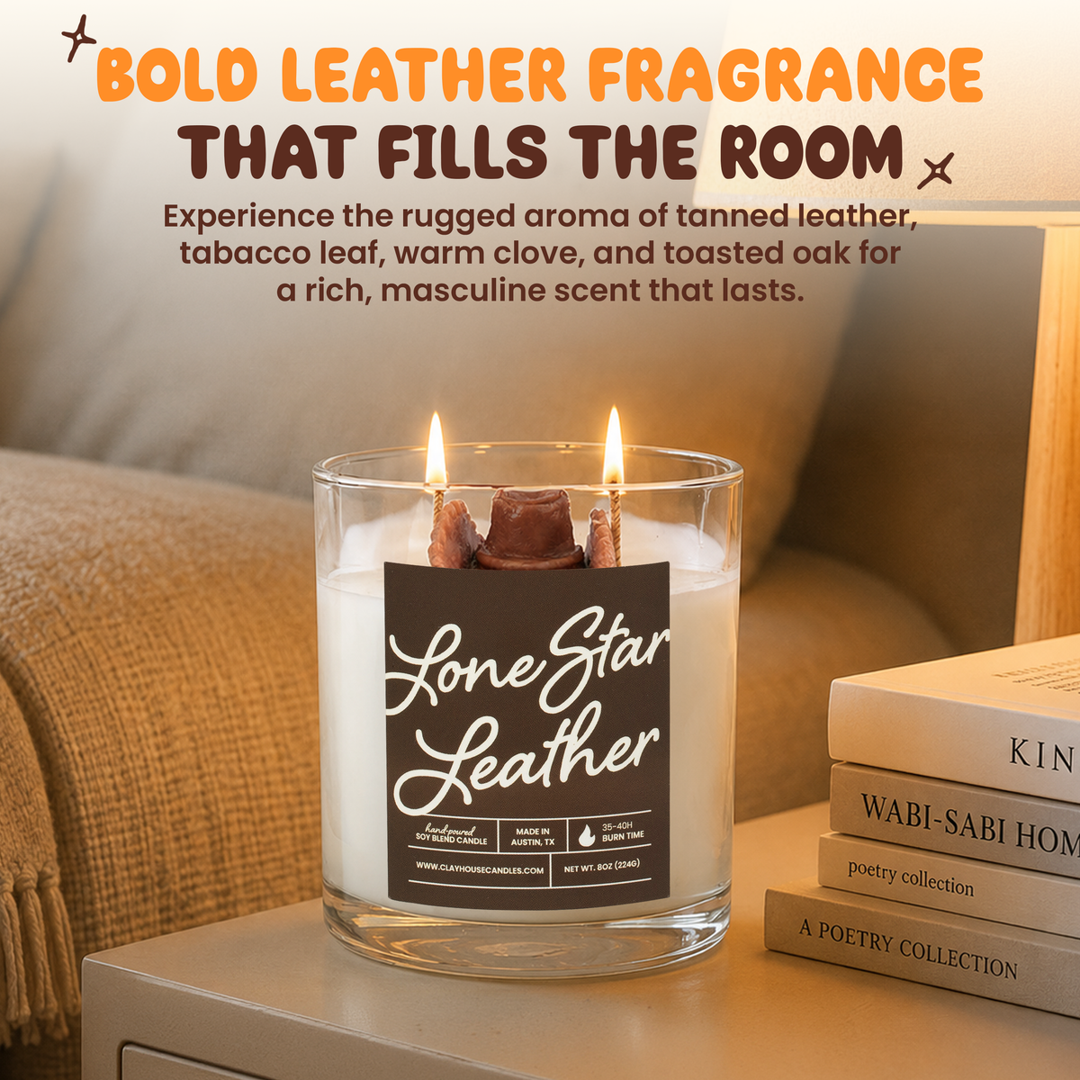 Lone Star Leather Container Candle