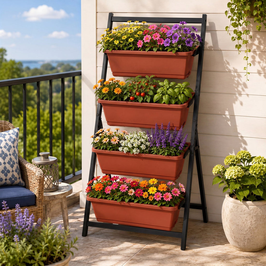4-Tier Vertical Raised Garden Bed with Drainage Holes
