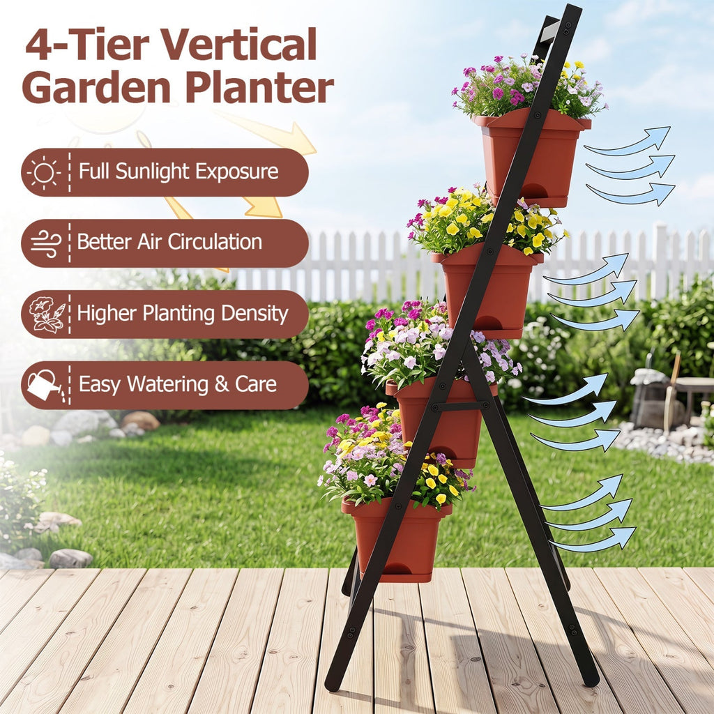 4-Tier Vertical Raised Garden Bed with Drainage Holes
