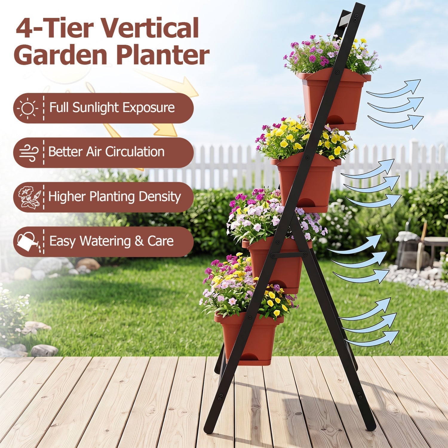 4-Tier Vertical Raised Garden Bed with Drainage Holes