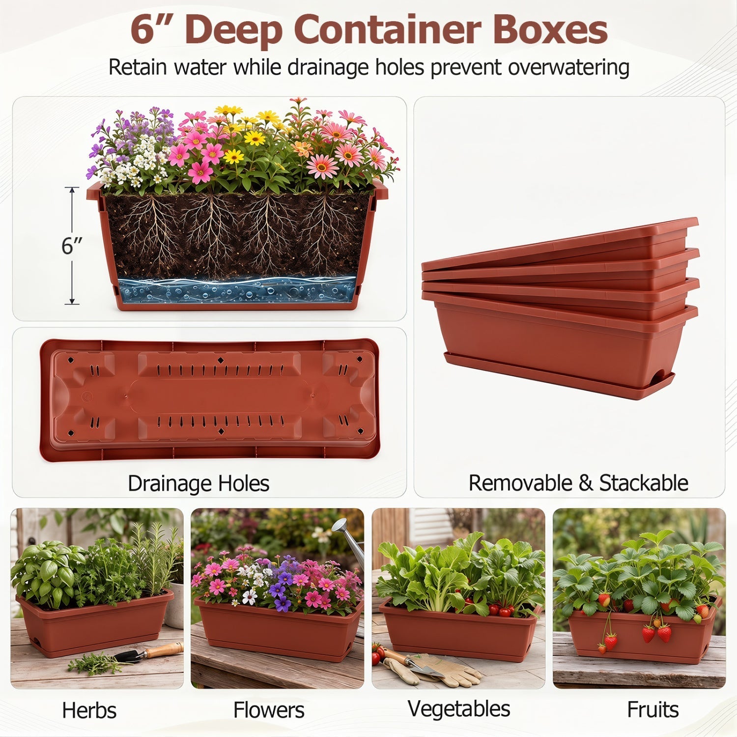 4-Tier Vertical Raised Garden Bed with Drainage Holes