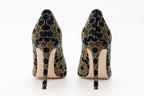 The Bolu Black & Gold Glitter Leather Pump Women Shoe