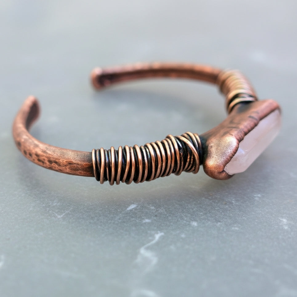 Quartz Double Terminated Bracelet - Handcrafted Copper Talisman For Clarity