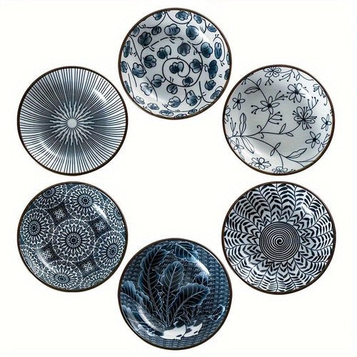 6-Piece Ceramic Snack Plates – Multipurpose, Dishwasher & Freezer Safe