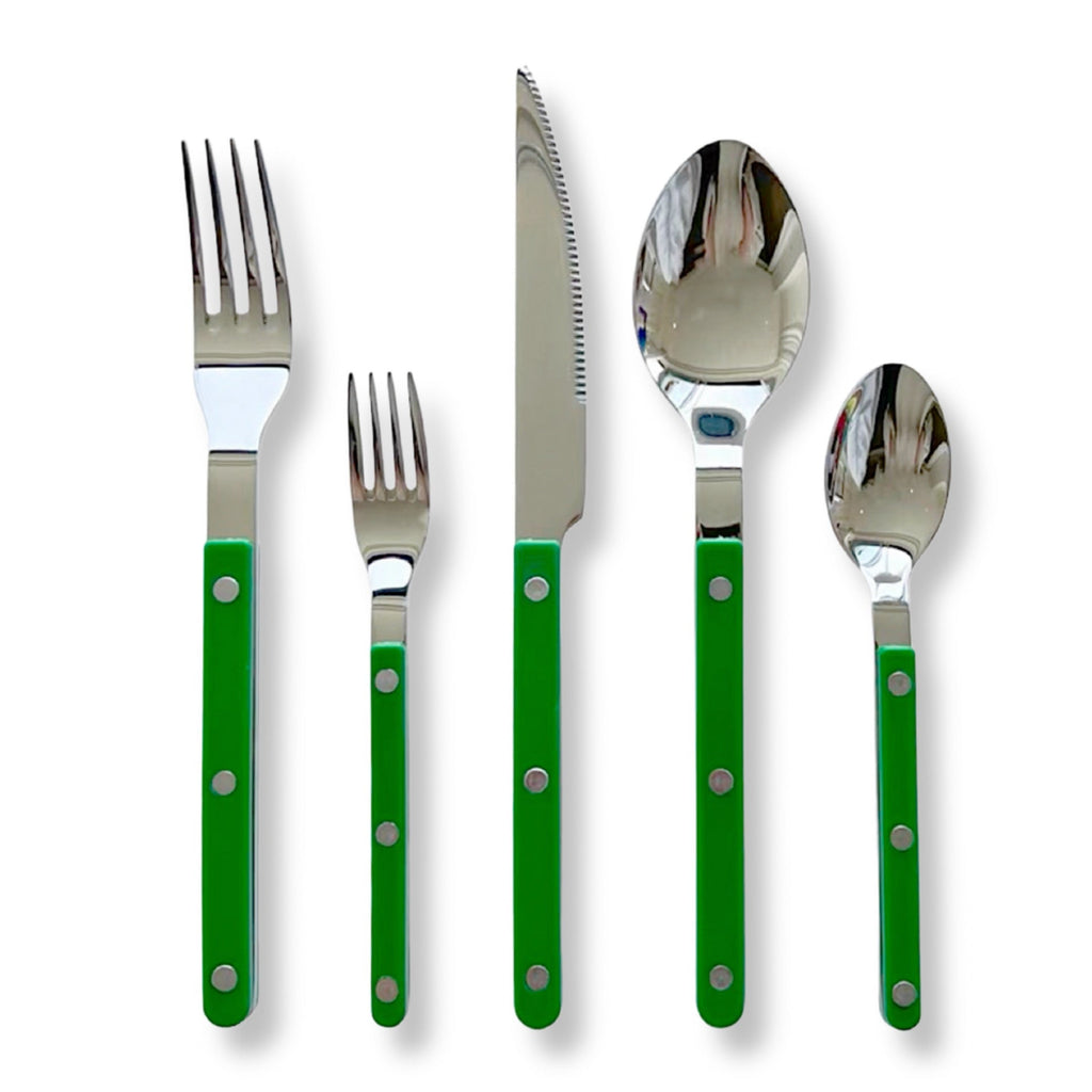 S/10 French Retro Flatware Set, Stainless Steel Rivet Cutlery Silverware