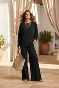 Women's Batwing-Sleeve Oversized Top & Wide-Leg Pants Set