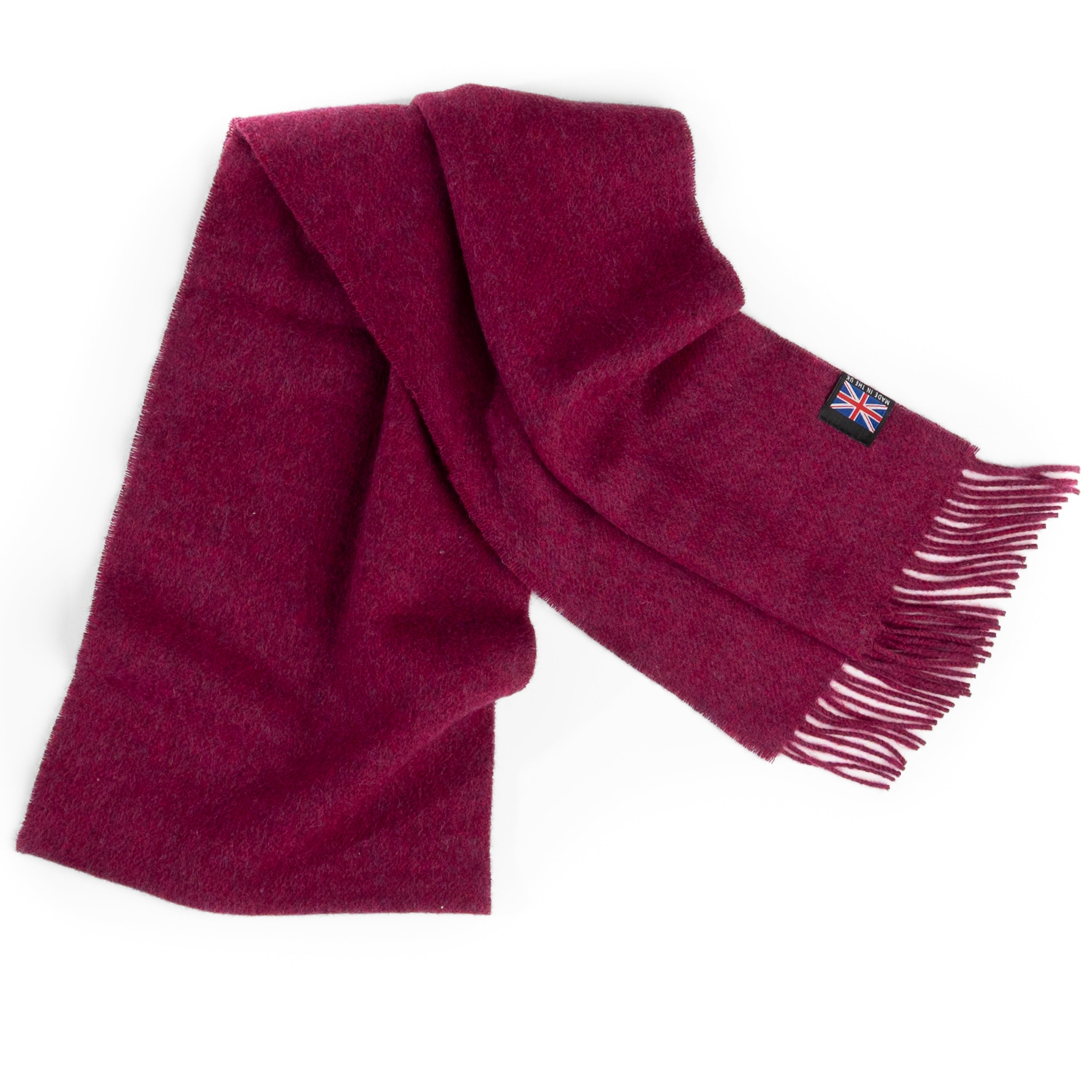 Fringed Merino Wool Scarf - Crimson