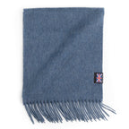 Prince of Scots Fringed Merino Wool Scarf - Oxford Heather Blue